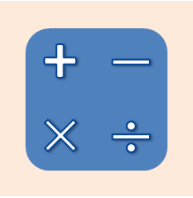 Imagem com os símbolos de adição, subtração, multiplicação e divisão